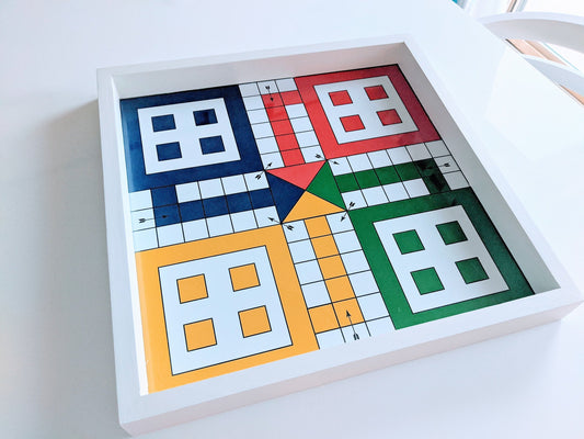 Handcrafted Ludo Game Board | Classic Fun for All Ages | Customizable and Personalized with glass top.