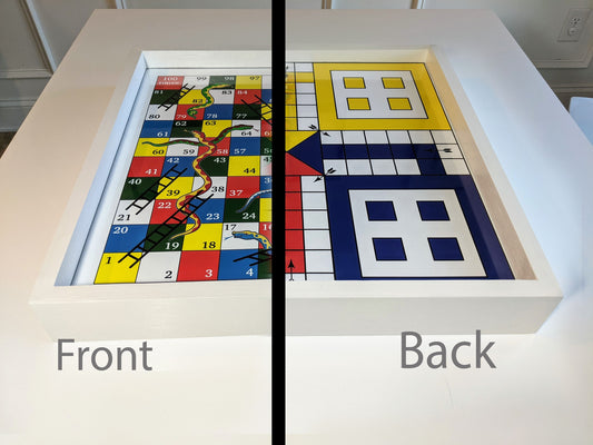 Ludo, Snakes and Ladders Game 19x19 inch (Super Large) with GLASS TOP.